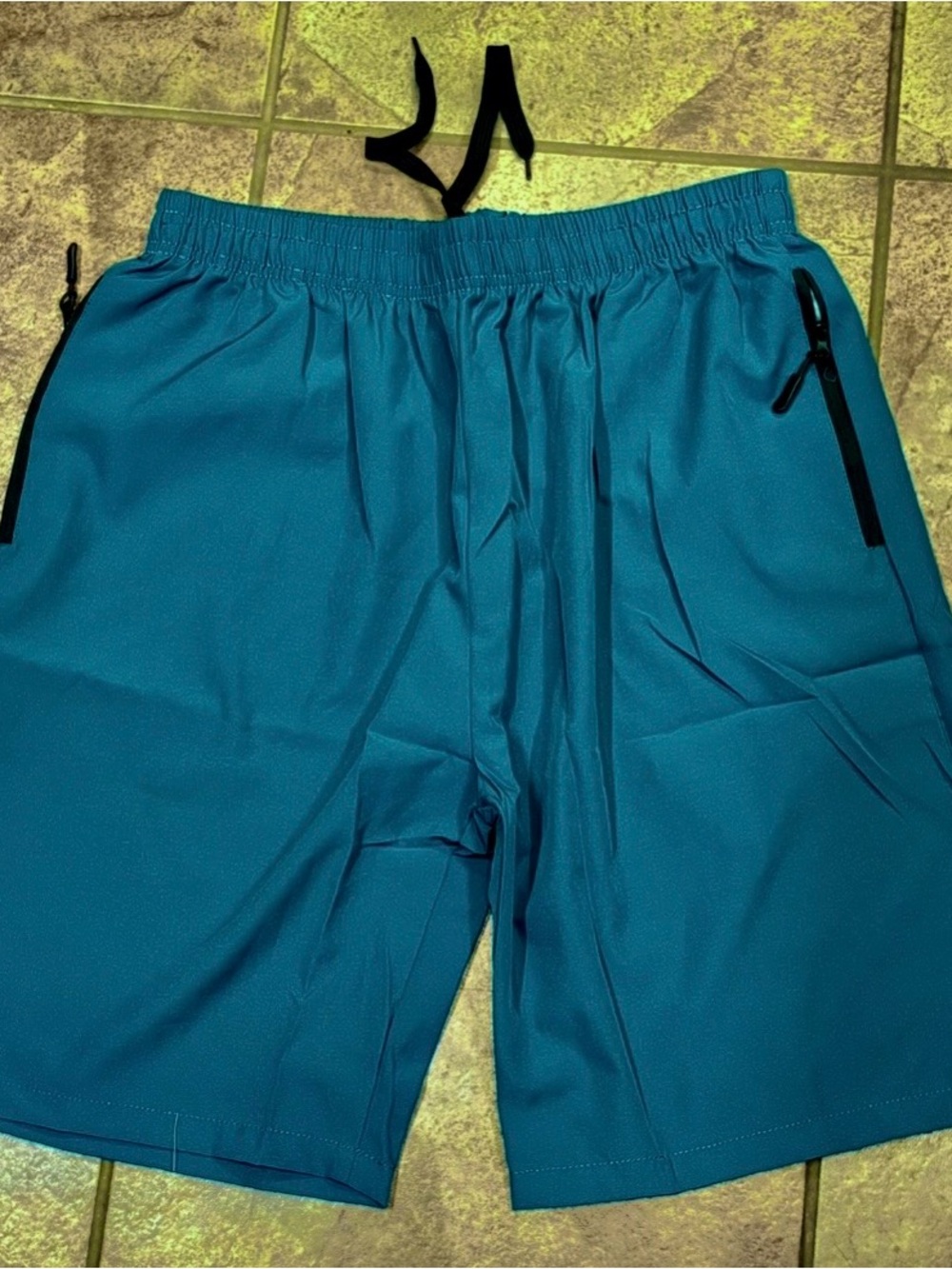 Teal Women’s Athletic Bermuda Shorts with Zipper Pockets-Dry Wick-Large